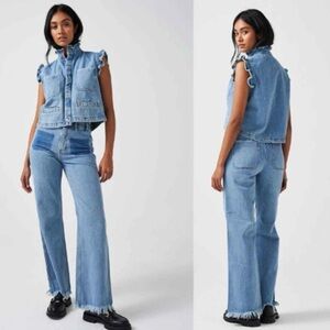 Anthropologie NWOT Seventy + Mochi High Rise Mabel Wide Leg Jean Patch Pocket